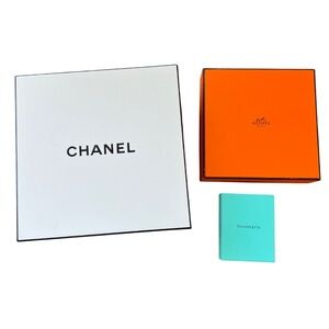 Lot of 3 Designer Brand Boxes Authentic Chanel Hermes Tiffany & Co